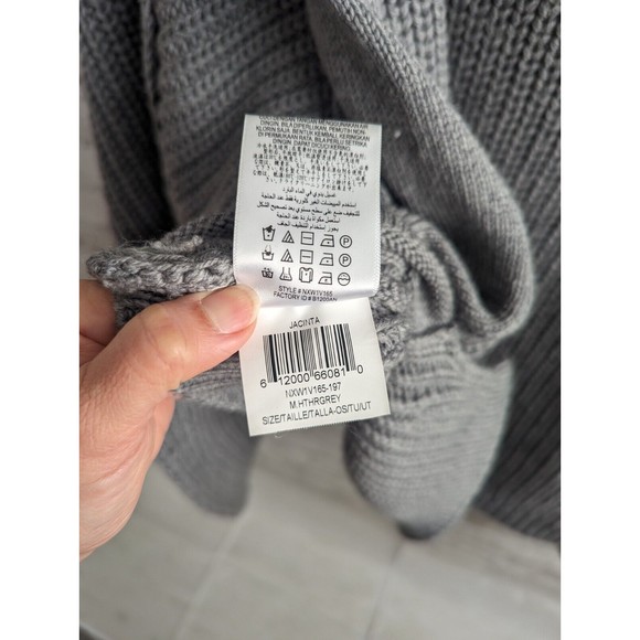 BCBG MAXAZRIA One Size Womens Sweater Poncho Heavy Knit Mock Neck Grey Gray - Picture 11 of 11